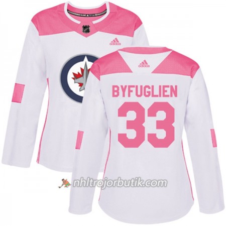 Dame Ishockey Winnipeg Jets Tröja Dustin Byfuglien 33 Adidas 2017-2018 Vit Rosa Fashion Authentic